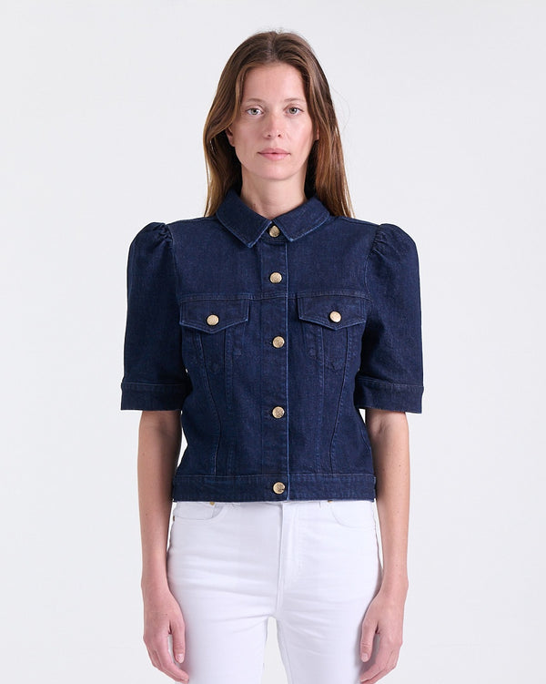 Anabelle Jacket in Indigo, fitted structure, Casual Chic edit, Deméa Paris