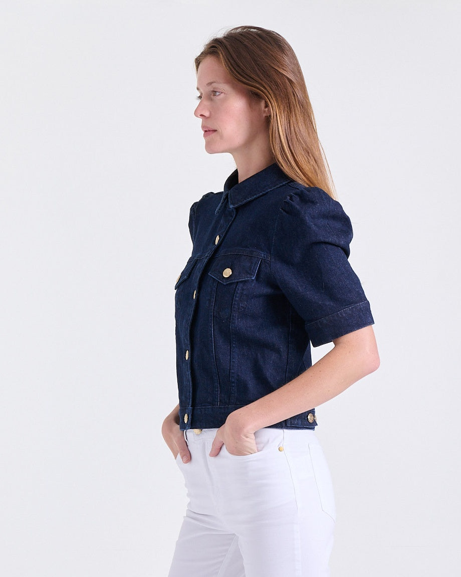 Anabelle Jacket in Indigo, cropped silhouette, Casual Chic edit, Deméa Paris