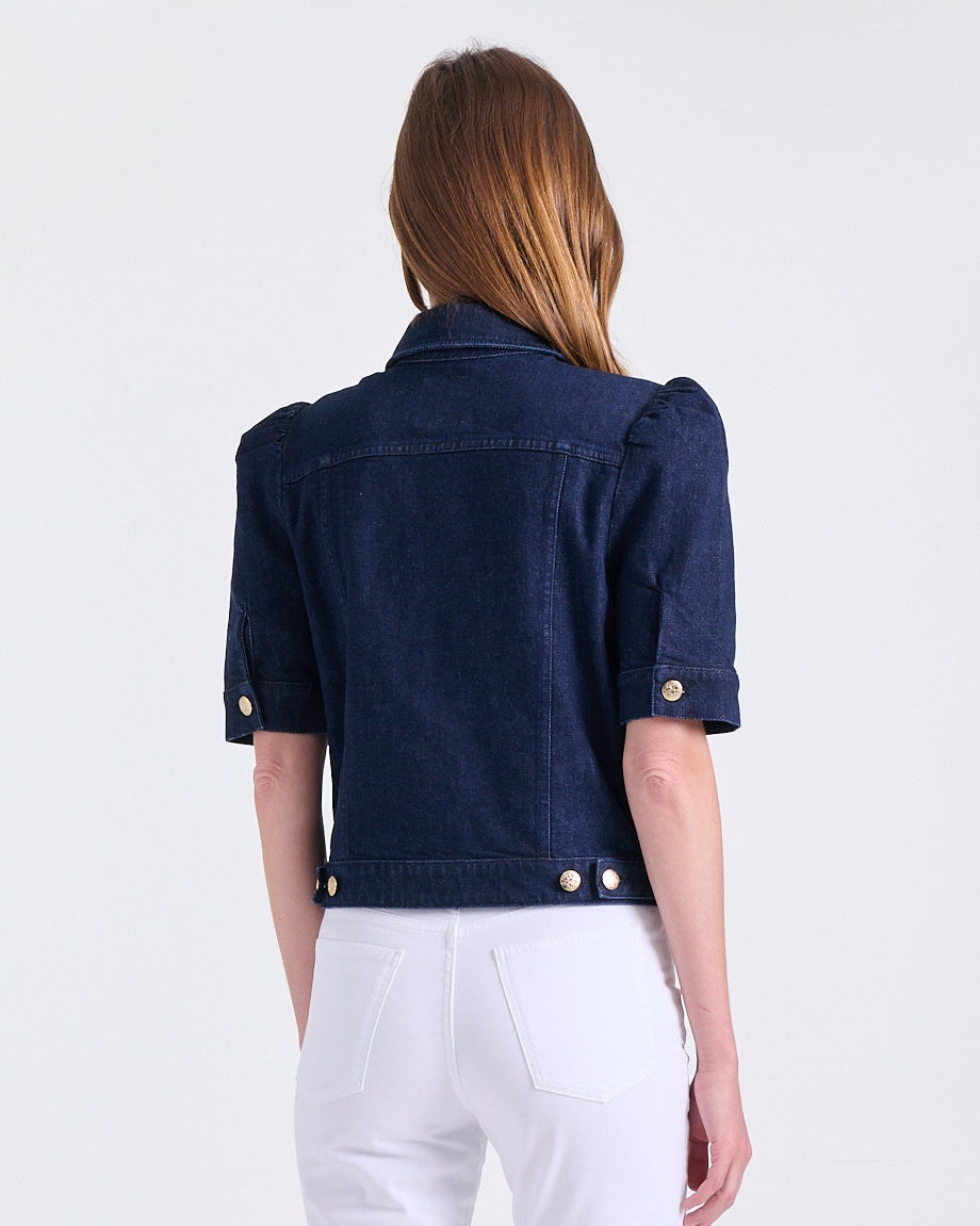 Anabelle Jacket in Indigo, gold-tone buttons, Casual Chic edit, Deméa Paris