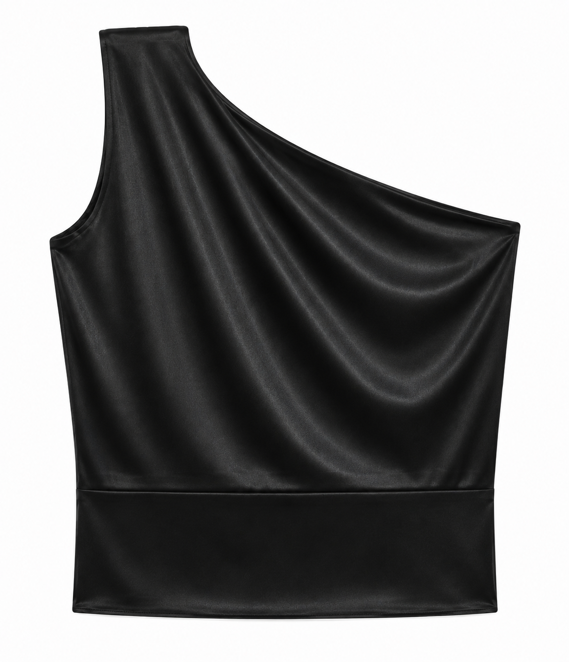 Annie Asymmetrical Top in Black, gold brooch detail, RSVP edit, Deméa Paris