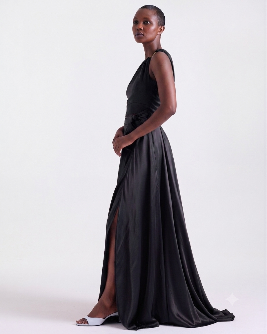 Annie Long Skirt in Black, back zip closure, RSVP edit, Deméa Paris