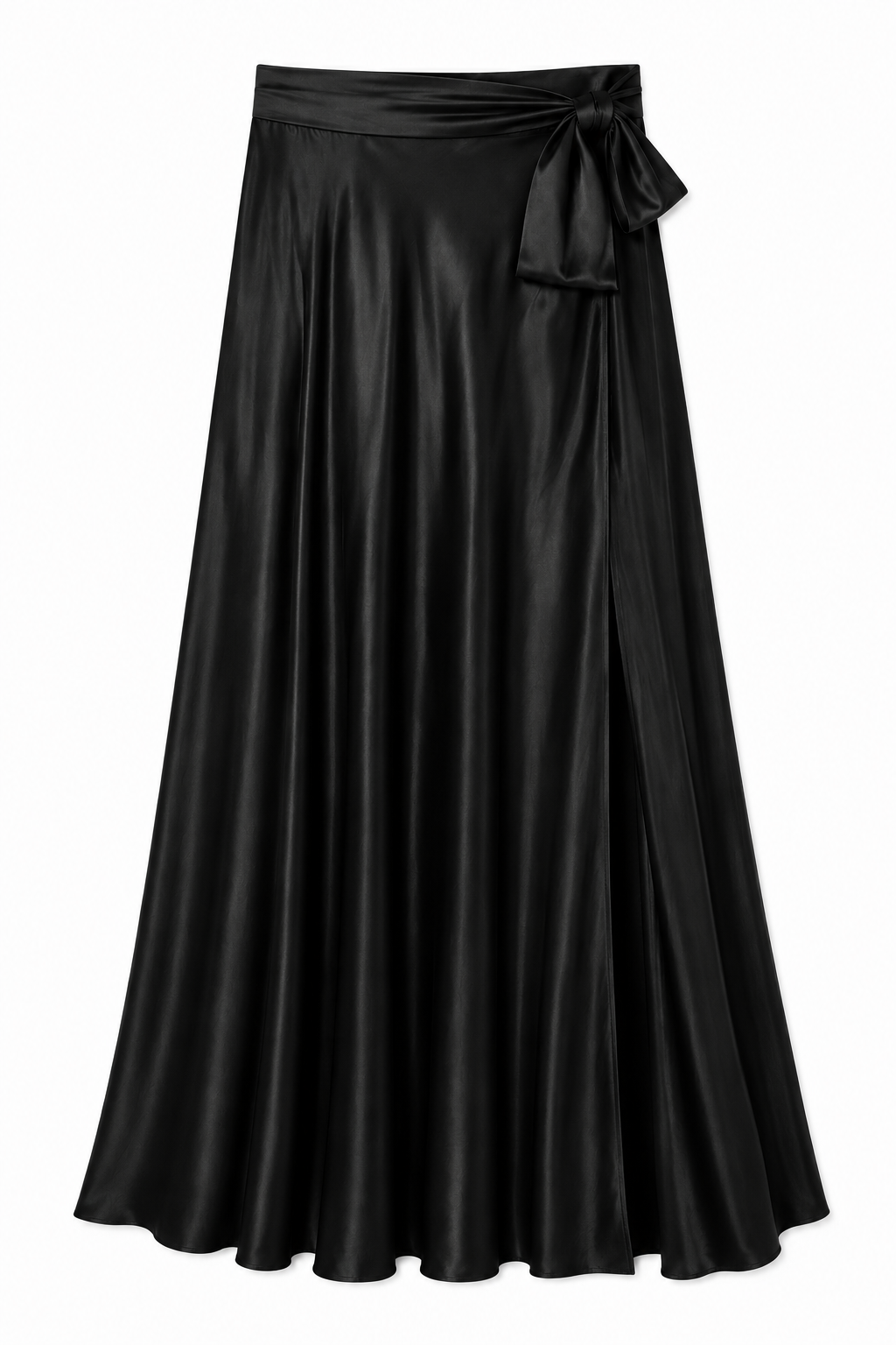 Annie Long Skirt in Black, fitted waistband with adjustable back ties, RSVP edit, Deméa Paris