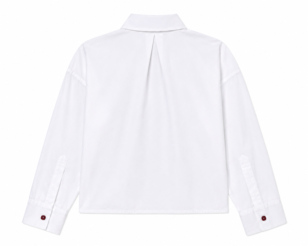 Aria Cropped Shirt in White, classic collar, Resort Escape edit, Deméa Paris