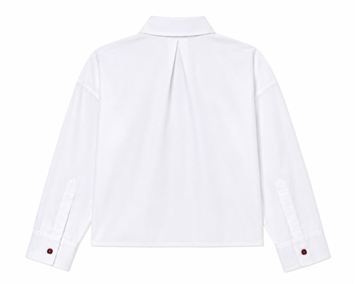 Aria Cropped Shirt in White, classic collar, Resort Escape edit, Deméa Paris