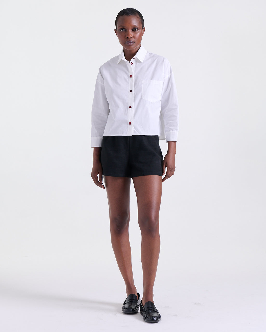 Aria Cropped Shirt in White, oversized, cropped fit, Resort Escape edit, Deméa Paris