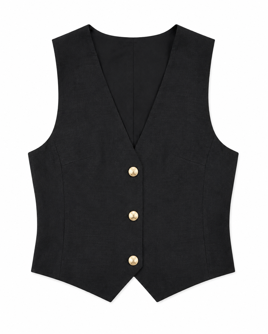 Ariel Waistcoat in Black, main fabric: 56% cotton, 44% polyester, Resort Escape edit, Deméa Paris