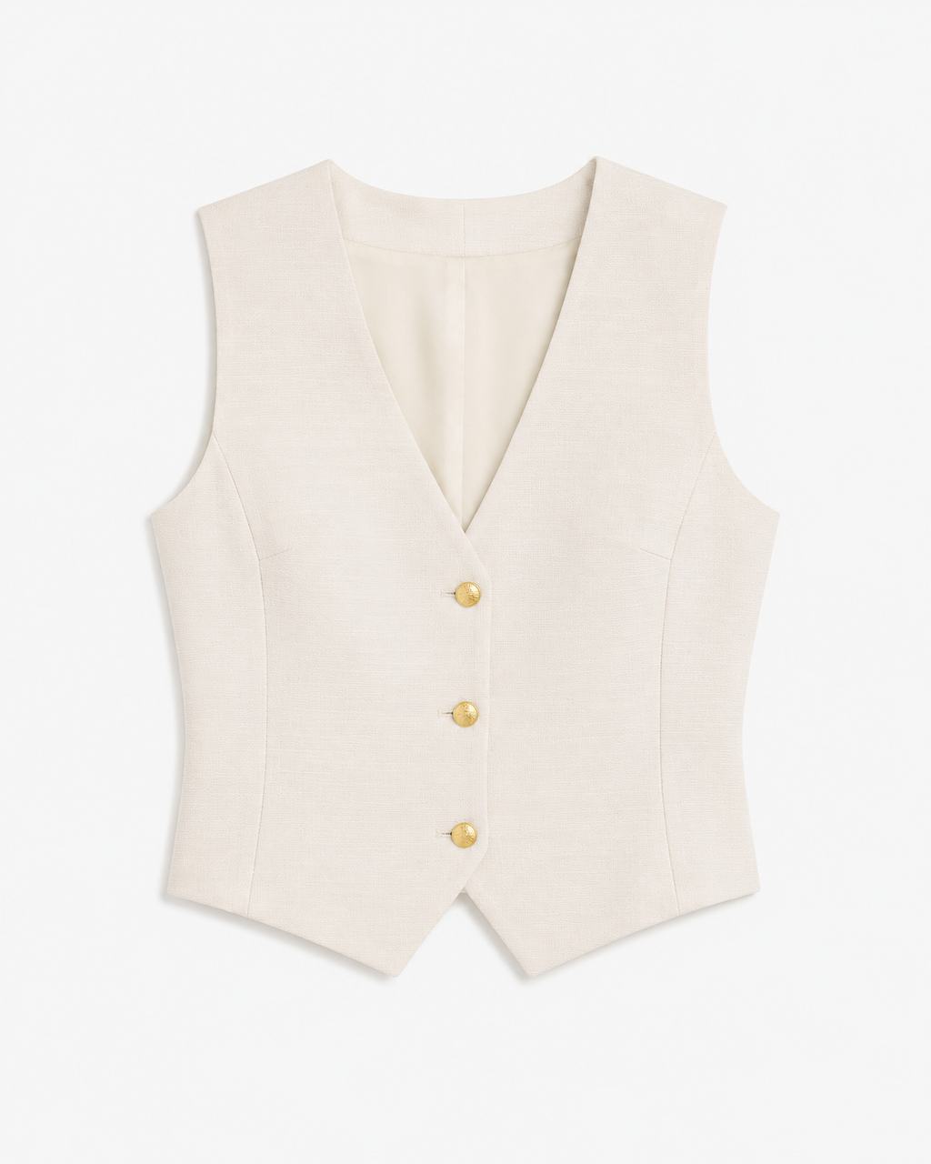 Ariel Waistcoat in Off White, fully lined, Resort Escape edit, Deméa Paris