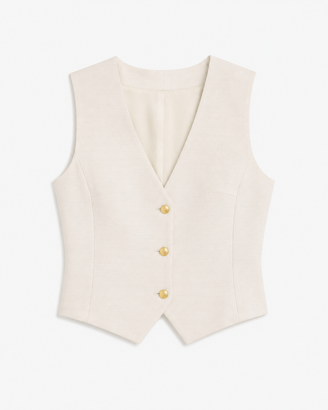 Ariel Waistcoat in Off White, fully lined, Resort Escape edit, Deméa Paris