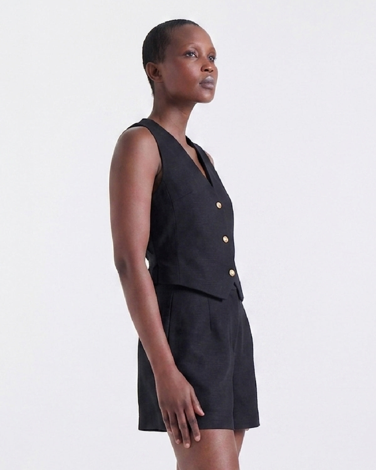 Ariel Waistcoat in Black, lining: 100% viscose, Resort Escape edit, Deméa Paris