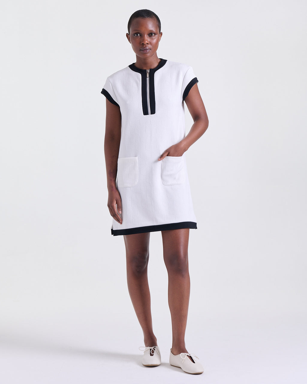Asmée Dress in Off White, above-the-knee length, Boarding Call edit, Deméa Paris