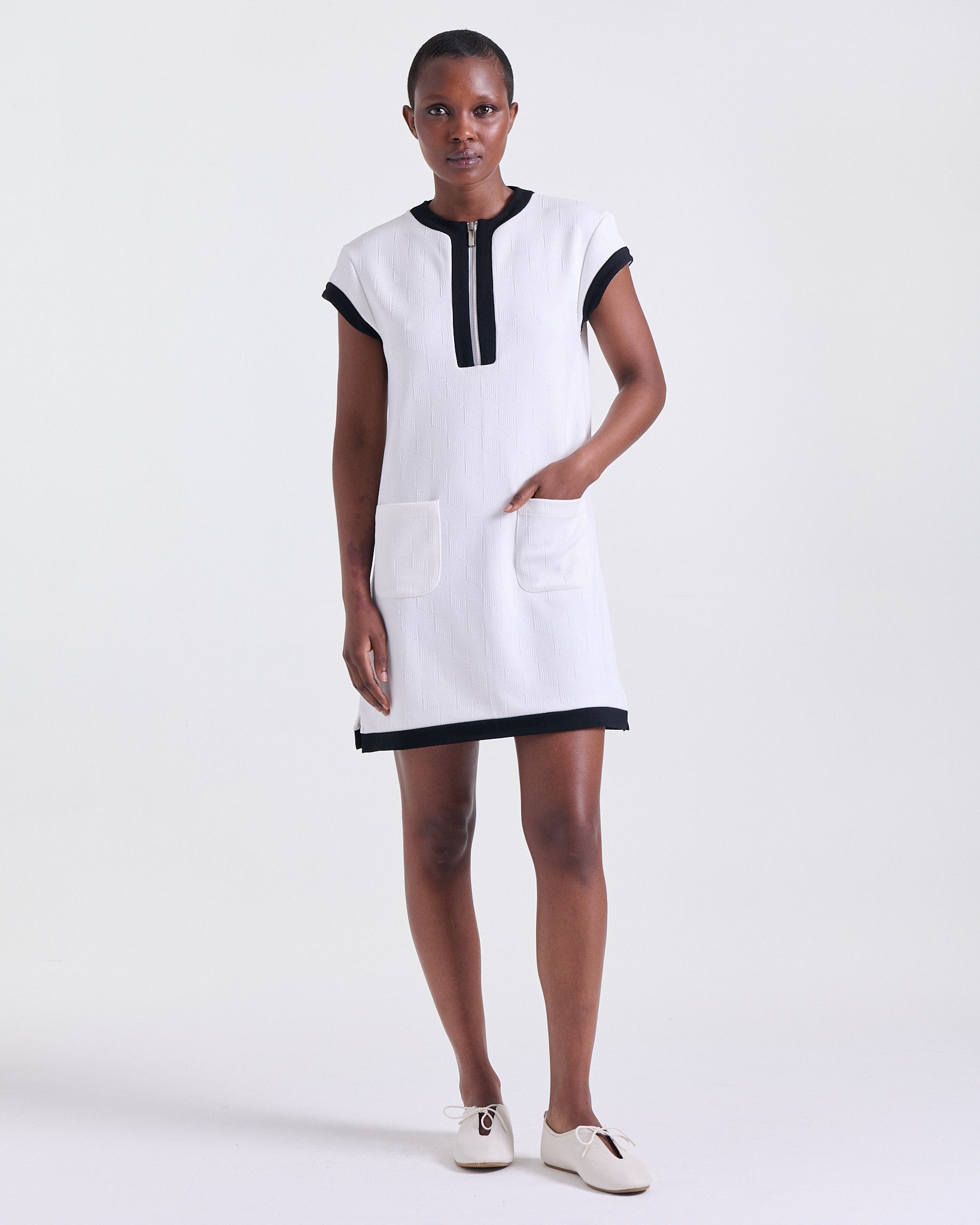 Asmée Dress in Off White, above-the-knee length, Boarding Call edit, Deméa Paris