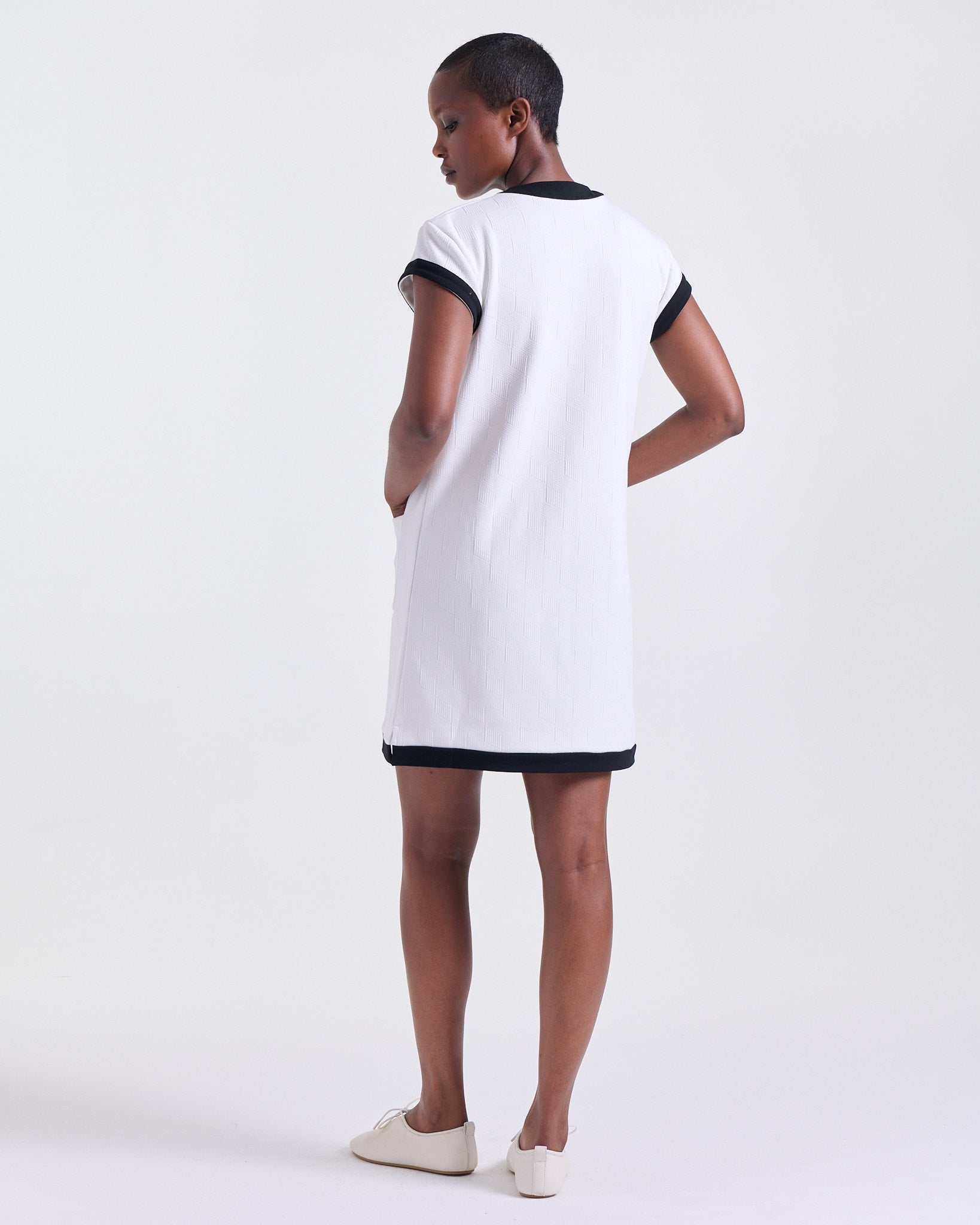 Asmée Dress in Off White, straight, relaxed silhouette, Boarding Call edit, Deméa Paris