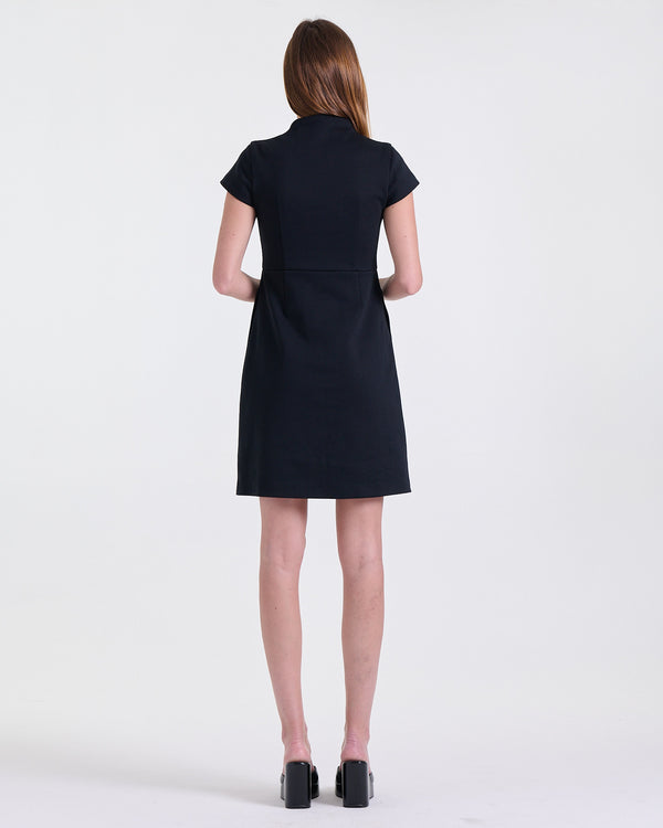 Aurore Dress in Black, high neckline, Work edit, Deméa Paris