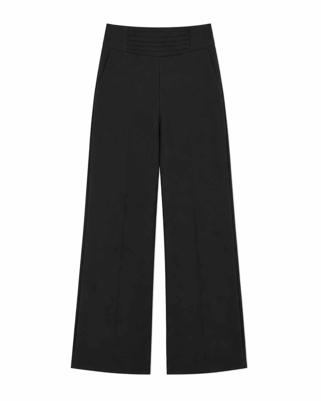 Ava Crepe Pants in Black, high-waisted cummerbund waistband, Work edit, Deméa Paris