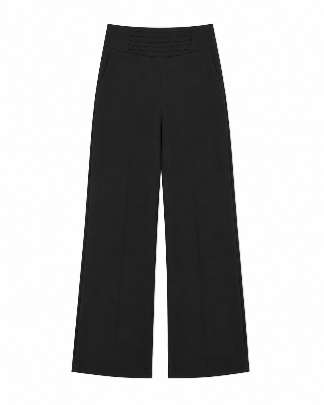 Ava Crepe Pants in Black, high-waisted cummerbund waistband, Work edit, Deméa Paris