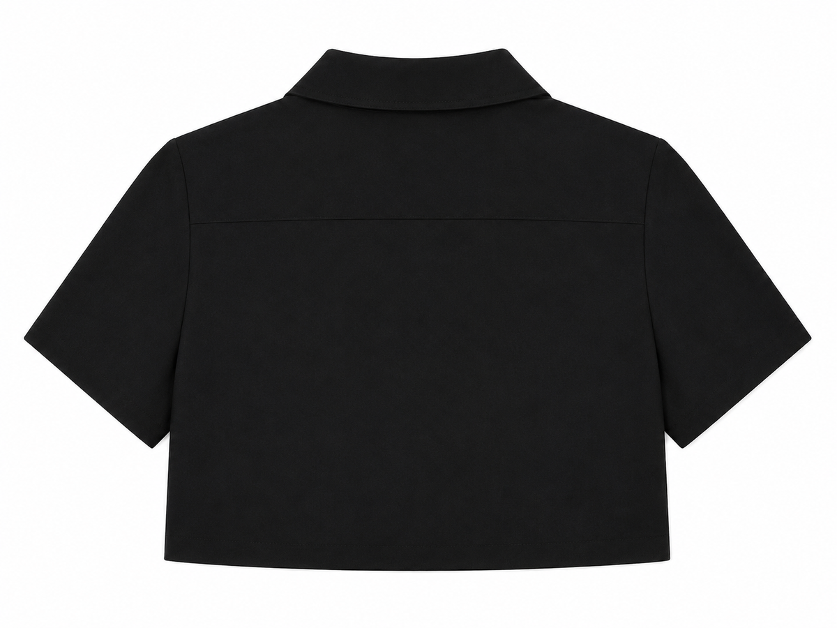 Ava Crepe Jacket in Black, chest pocket detail, Work edit, Deméa Paris