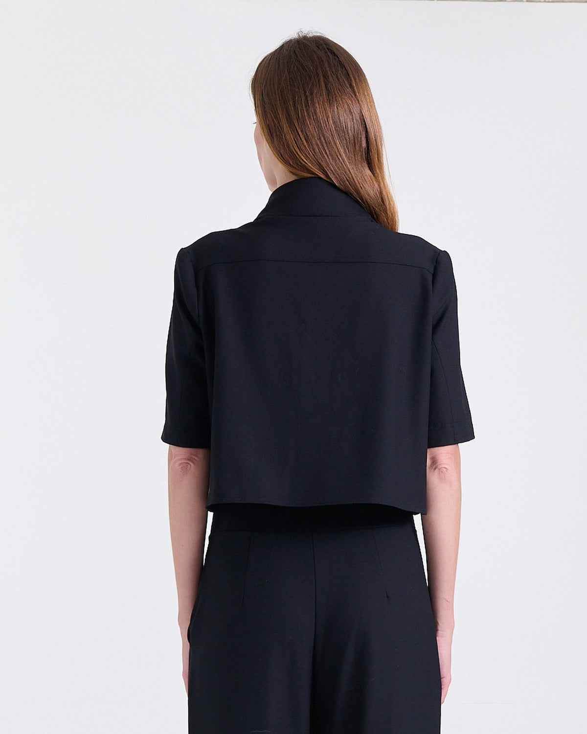 Ava Crepe Jacket in Black, loose fit, Work edit, Deméa Paris