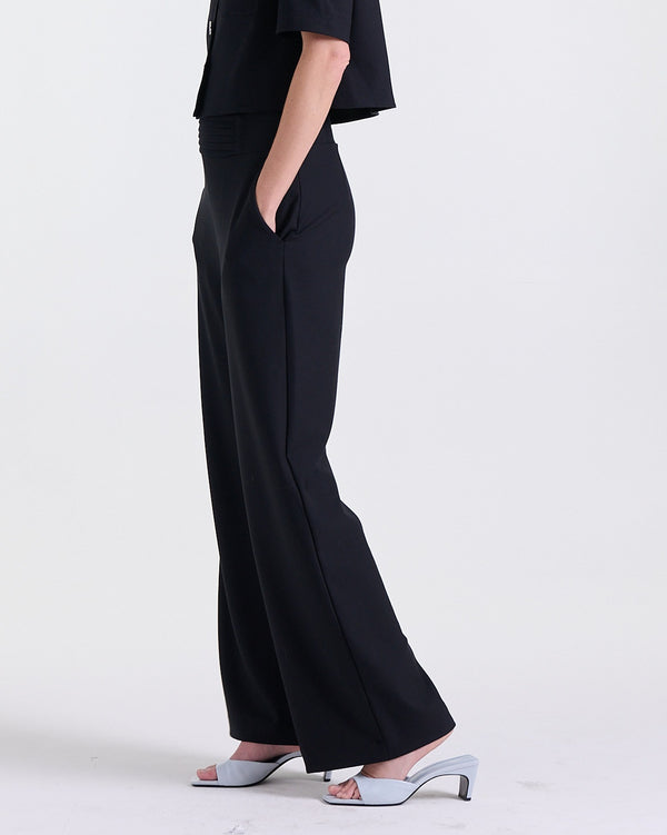 Ava Crepe Pants in Black, wide-leg silhouette, Work edit, Deméa Paris