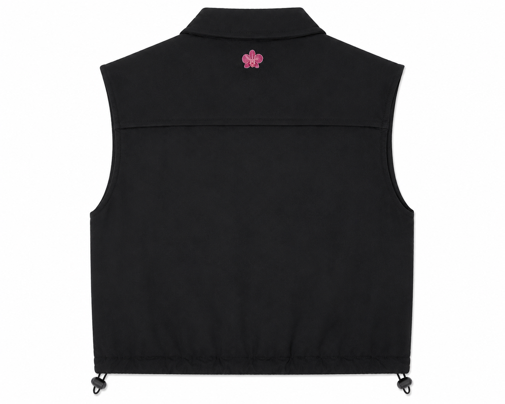 Alicia Jacket in Black, elasticated hem with adjustable stoppers, Boarding Call edit, Deméa Paris