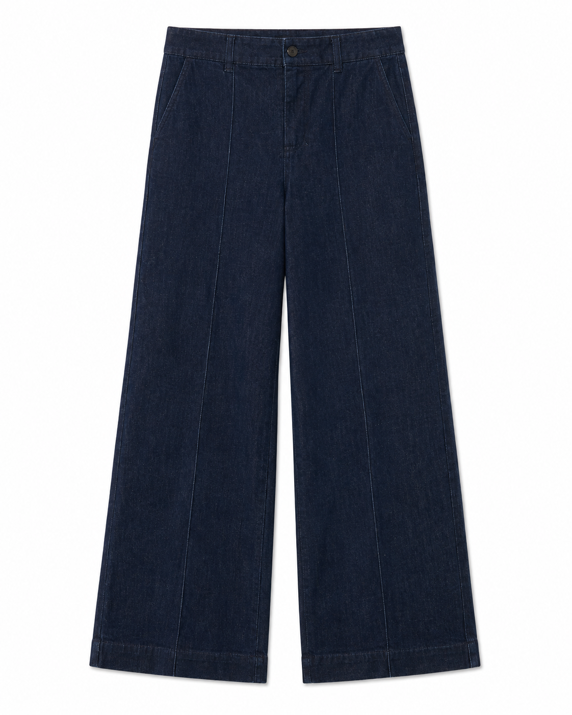 Avery Wide Jeans in Indigo, gold-tone buttons, Casual Chic edit, Deméa Paris