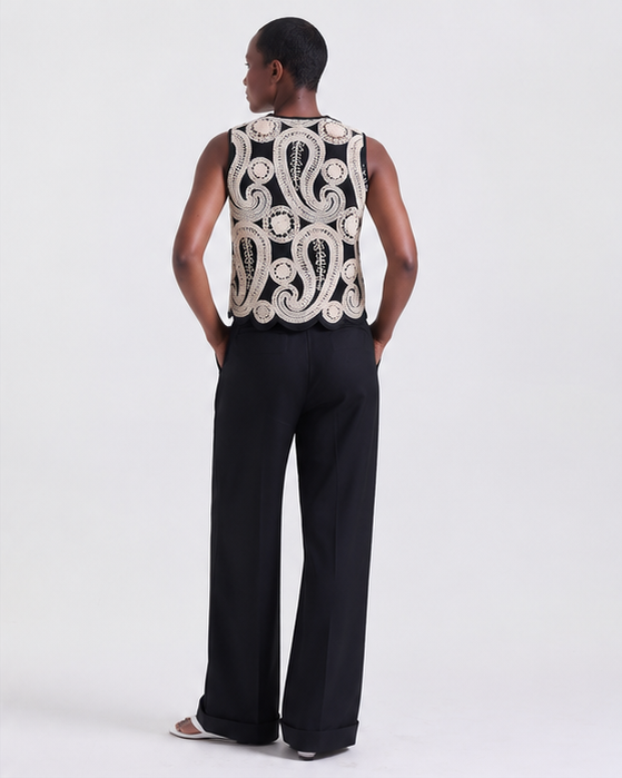 Alexandra Pants in Black, high-waisted fit, Work edit, Deméa Paris