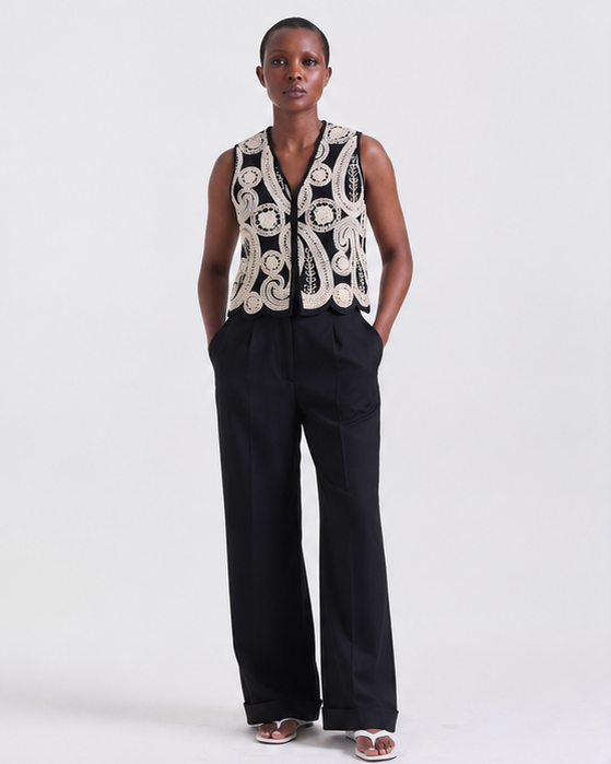 Alexandra Pants in Black, straight, wide-leg silhouette, Work edit, Deméa Paris