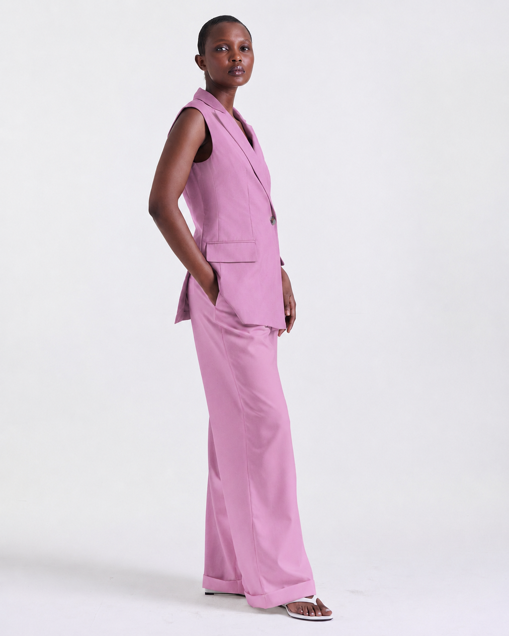 Pantalon Alexandra en Rose, fermeture à agrafe et zip, sélection Au Travail, Deméa Paris